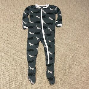 Kickee Pants bamboo Footie with Zipper in Pewter Christmas Tree Drag, 6-9M